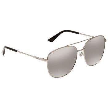 Gucci Silver Square Men's Sunglasses GG0410SK .